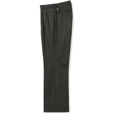 【Take.it.easy】2タックワイドパンツ/カーキ×フランネルニット/※裾上げ必要