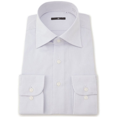 【発送在庫あり】【BLACK LINE】【形態安定】ワイドカラーワイシャツ/アイスグレー×ドビーストライプ