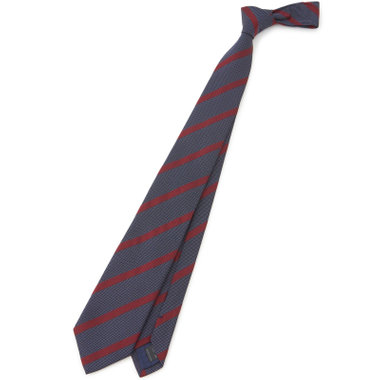 【BLACK LINE】コットンシルクストライプネクタイ 7.5cm幅/ネイビー×ワイン/ITALIAN FABRICS