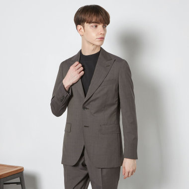 【CLASSICO TAPERED】【春夏】2釦ピークドラペルスーツ 2タック/ブラウン/MARZOTTO/※裾上げ必要