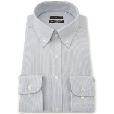 【BLACK LINE】ボタンダウンワイシャツ/グレー×ドビー/「4S」スーパーノンアイロン・ストレッチ