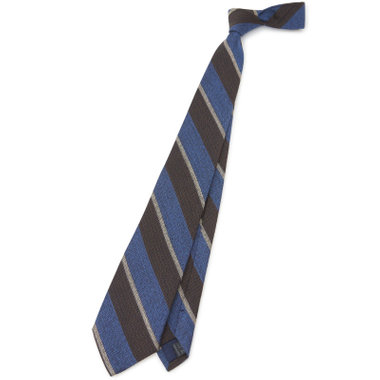 【SILVER LINE】コットンウールシルクストライプネクタイ 8.5cm幅/ネイビー×ブラウン/ITALIAN FABRICS