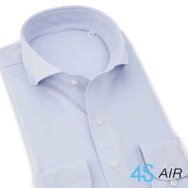 【BLACK LINE】ホリゾンタルワイドワイシャツ/サックス/「4S AIR」涼風素材・スーパーノンアイロン・ストレッチ