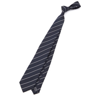 【BLACK LINE】シルクブレンドストライプネクタイ 7.5cm幅/ネイビー×ホワイト