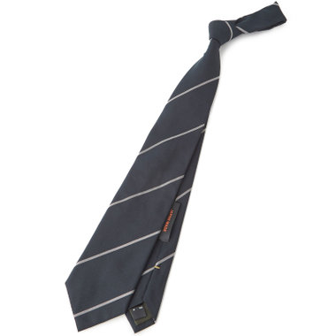 【SILVER LINE】シルクストライプネクタイ 9.0cm幅/ネイビー×グレー/JAPAN MADE