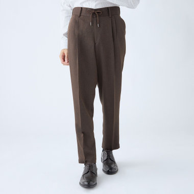 【RBC】【秋冬】2タックテーパードパンツ/ブラウン/ドローコード/ウエストシャーリング/※裾上げ済仕様