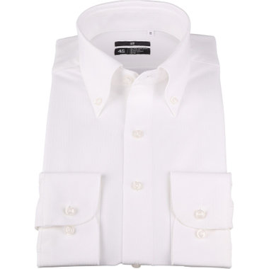 【WEB限定/OUTLET/汚れ・キズ等有】【BL-3】【スーパーノンアイロン】ボタンダウンドレスワイシャツ/ホワイト×ドビーストライプ/SUPER NON IRON 4S