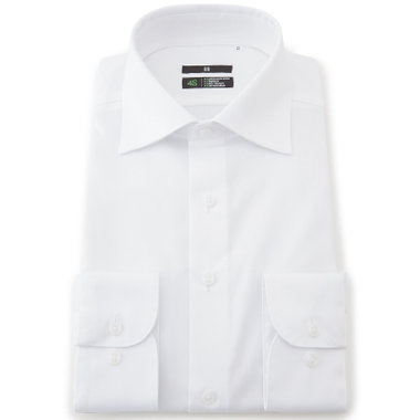 【WEB限定/OUTLET/汚れ・キズ等有】【BLACK LINE】ワイドカラーワイシャツ/ホワイト/「4S COTTON」スーパーノンアイロン・ストレッチ