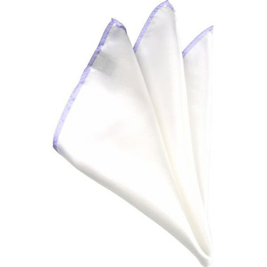 WEB限定/OUTLET】シルクポケットチーフ/ホワイト×ラベンダートリミング