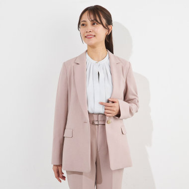 【SILVER LINE】【年間】1釦シングルパンツスーツ/ピンク/ウォッシャブル/Naturemier/4S SUSTAINABILITY&ECOLOGY FABRIC/※パンツ裾上げ済仕様