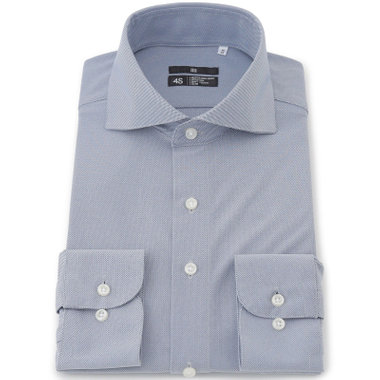 【発送在庫あり】【BLACK LINE】ホリゾンタルワイドカラーワイシャツ/ブルー/「4S」スーパーノンアイロン・ストレッチ