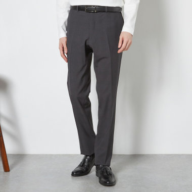 【SLIM TAPERED】【春夏】0タックテーパードパンツ/グレー×グレンチェック/ウエストシャーリング/4S SUSTAINABILITY&ECOLOGY FABRIC「ウォッシャブル」「ストレッチ」/※裾上げ済仕様