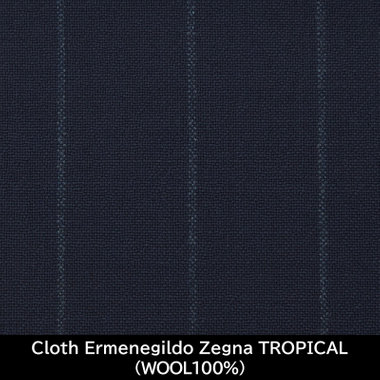 【国内縫製】【MEN'S】【パターンオーダー】【KSW】【春夏】スーツ/ネイビー×ストライプ/Cloth Ermenegildo Zegna TROPICAL(WOOL100%)