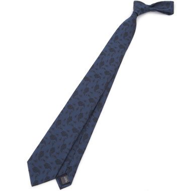 【BLACK LINE】シルクブレンドペイズリーネクタイ 7.5cm幅/ネイビー