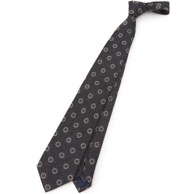 【SILVER LINE】コットンウールシルク小紋ネクタイ 8.5cm幅/グレー/ITALIAN FABRICS