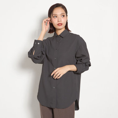 【汗ジミ防止】【SILVER LINE】レギュラーカラーオバーサイズシャツ/ブラック