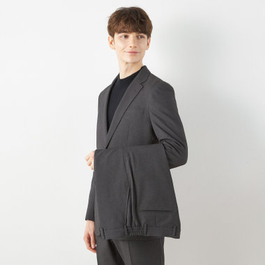 【SLIM TAPERED_2】【年間】スペアパンツ付き/2釦シングルスーツ 0タック/グレー/ウエストシャーリング/4S SUSTAINABILITY/※パンツ裾上げ済仕様