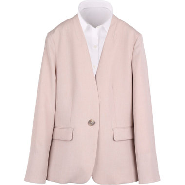 【WEB限定/OUTLET】【RELAX TAPERED】【春夏】ノーカラー1釦ジャケット/モカベージュ/ウォッシャブル