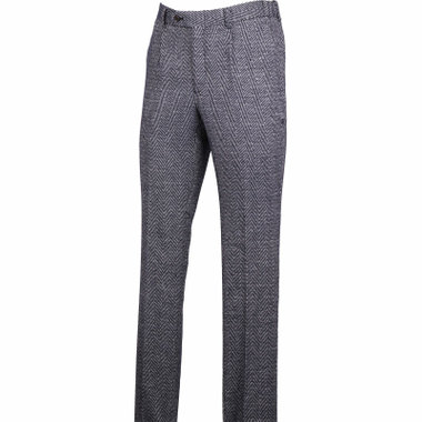 【WEB限定/OUTLET】【RBC】【秋冬】1タックテーパードパンツ/ネイビー＆ホワイト×シャンブレーヘリンボーン/シャーリング仕様/ウォシャブル