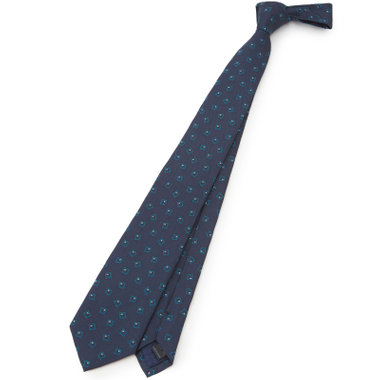 【BLACK LINE】コットンシルク小紋ネクタイ 7.5cm幅/ネイビー/ITALIAN FABRICS
