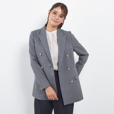 【SILVER LINE】【秋冬】6釦2掛けダブルリミテッドブレザー/SUPER100'S/ライトグレー×メタル釦