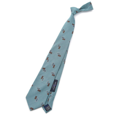 【SILVER LINE】シルク小紋柄ネクタイ 8.5cm幅/グリーン/Finest fabrics by COMO ITALY