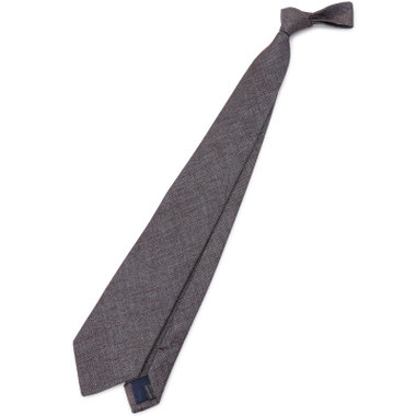 【発送在庫あり】【SL】コットンシルクリネンソリッド系ネクタイ 7.5cm幅/ブラウン/ITALIAN FABRICS