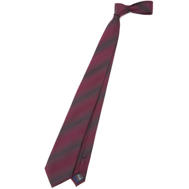 【BLACK LINE】シルクブレンドストライプネクタイ 7.5cm幅/ワイン
