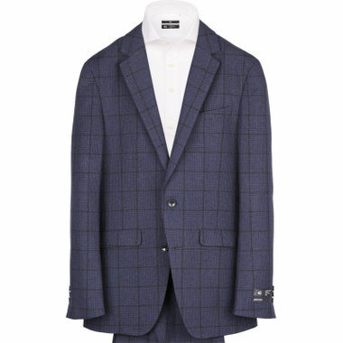 【WEB限定/OUTLET】【SLIM TAPERED_2】【秋冬】コーディネートパンツ付き/2釦シングルスーツ 0タック/ネイビー×チェック+グレーソリッドパンツ/4S