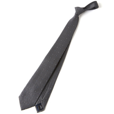 【BLACK LINE】シルクブレンド小紋ネクタイ 7.5cm幅/グレー