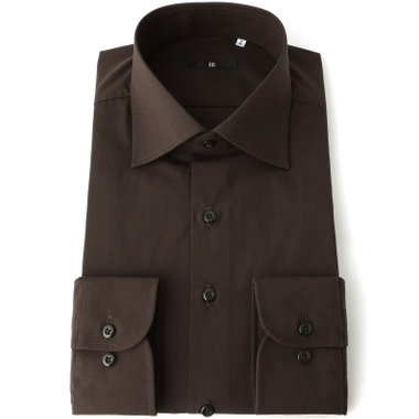 【発送在庫あり】【BLACK LINE】【形態安定】ワイドカラードレスワイシャツ/ブラウン