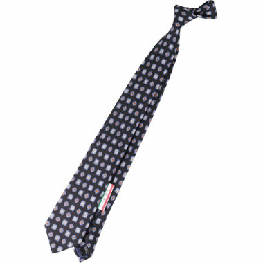 【WEB限定/OUTLET】【SL】ウール小紋ネクタイ 8.0cm幅/ブラック×ブルー＆ブラウン/ITALIAN FABRICS