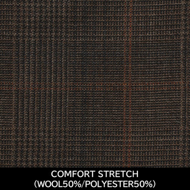 【国内縫製】【WOMEN'S】【パターンオーダー】【RELAX TAPERED】【春夏】スーツ/ブラウン×チェック/COMFORT STRETCH (WOOL50%/POLYESTER50%)