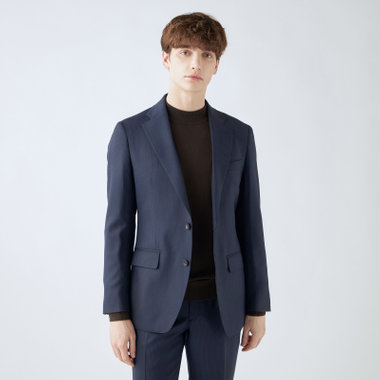 【WEB限定/OUTLET/汚れ・キズ等有】【CLASSICO TAPERED】【秋冬】2釦シングルスーツ 1タック/ネイビー×ストライプ/super extra fine merino wool Raymond/※裾上げ必要