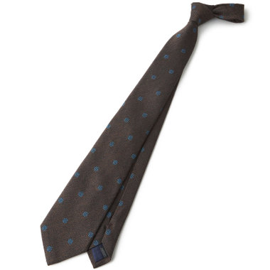 【SILVER LINE】コットンウールシルクドットネクタイ 8.5cm幅/ブラウン/ITALIAN FABRICS