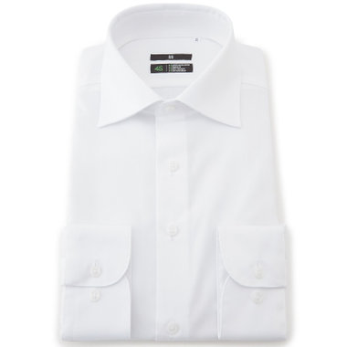 【BLACK LINE】ワイドカラーワイシャツ/ホワイト/「4S COTTON」スーパーノンアイロン・ストレッチ