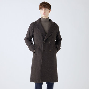 【SL】ウールブレンド ラグランダブルチェスターコート/ブラウン/RE:NEWOOL/BISHU JAPAN