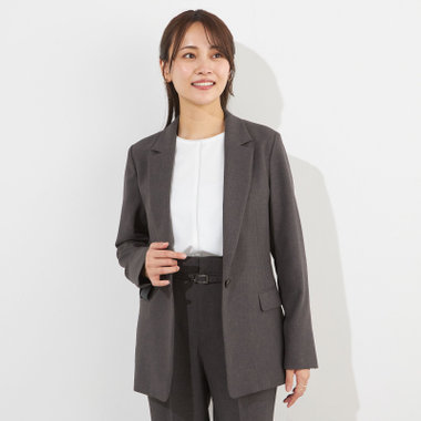 【SILVER LINE】【年間】1釦シングルパンツスーツ/グレー/ウォッシャブル/Naturemier/4S SUSTAINABILITY&ECOLOGY FABRIC/※パンツ裾上げ済仕様