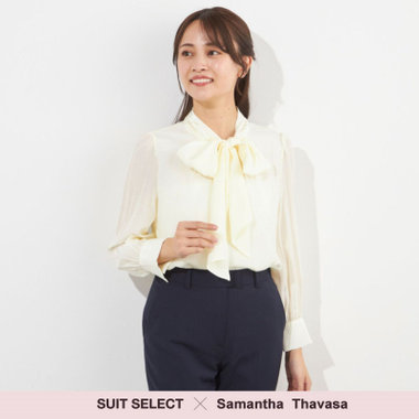 【SUIT SELECT×Samantha Thavasa】【長袖】リボンブラウス/イエロー