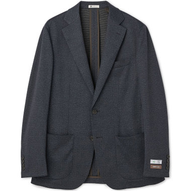 【5DAYS CLOSET】【RBC】【秋冬】2釦ジャケット セットアップ対応 /ネイビー×カルゼ調ジャージ生地×プリントデニム /ウォッシャブル /パッチポケット