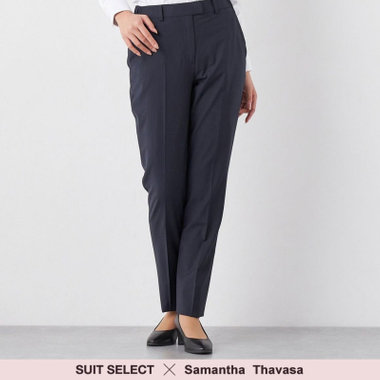 【SUIT SELECT×Samantha Thavasa】【年間】ストレートパンツ/ネイビー×ストライプ/4S/マシンウォシャブル/※裾上げ必要