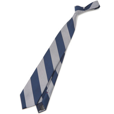 【SILVER LINE】シルクブレンドストライプネクタイ 8.0cm幅/ネイビー