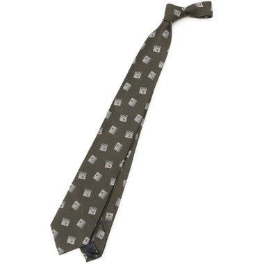 【SILVER LINE】シルク小紋ネクタイ 8.0cm幅/グリーン×シルバー