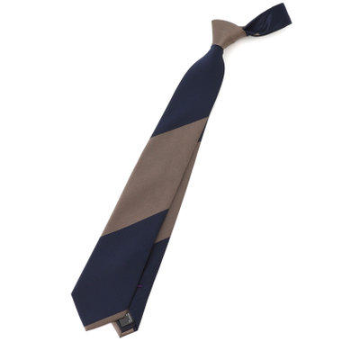 【BLACK LINE】シルクブレンドストライプネクタイ 7.5cm幅/ブラウン×ネイビー