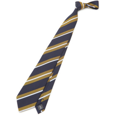 【SILVER LINE】シルクブレンドストライプネクタイ 8.0cm幅/ゴールド×ネイビー