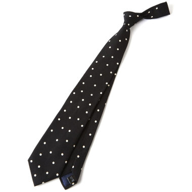 【SILVER LINE】コットンリネンドットネクタイ 8.0cm幅/ブラック