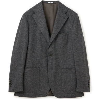 【Take.it.easy】3釦段返りジャケット/グレー×フランネルニット