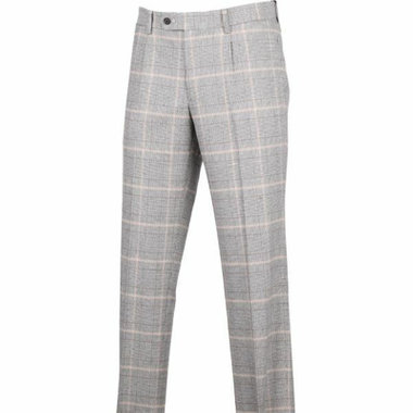 【WEB限定/OUTLET】【CLASSICO TAPERED】【秋冬】コットンブレンド 1タックテーパードパンツ/ブラウン×チェック