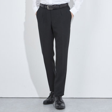 【CLASSICO TAPERED】【秋冬】1タックテーパードパンツ/ブラック/ウエストシャーリング/4S SUSTAINABILITY&ECOLOGY FABRIC/※裾上げ済仕様