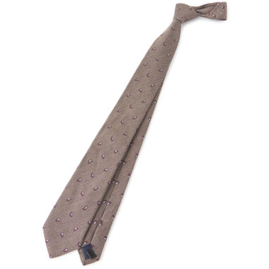【BL】シルクウール小紋ネクタイ 7.5cm幅/ブラウン/ITALIAN FABRICS
